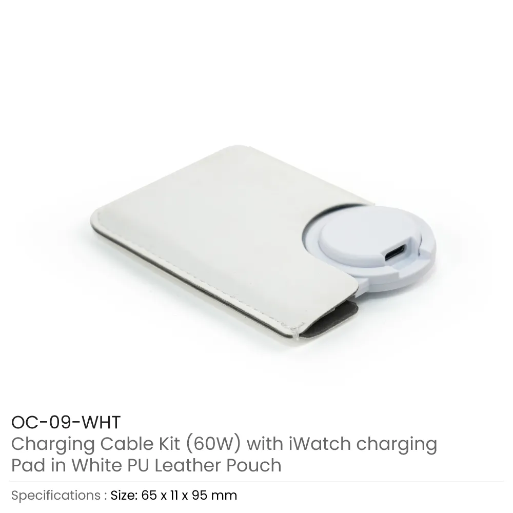 Charging Cable Kit (60W) with iWatch Charging Pad in PU Leather Pouch 4