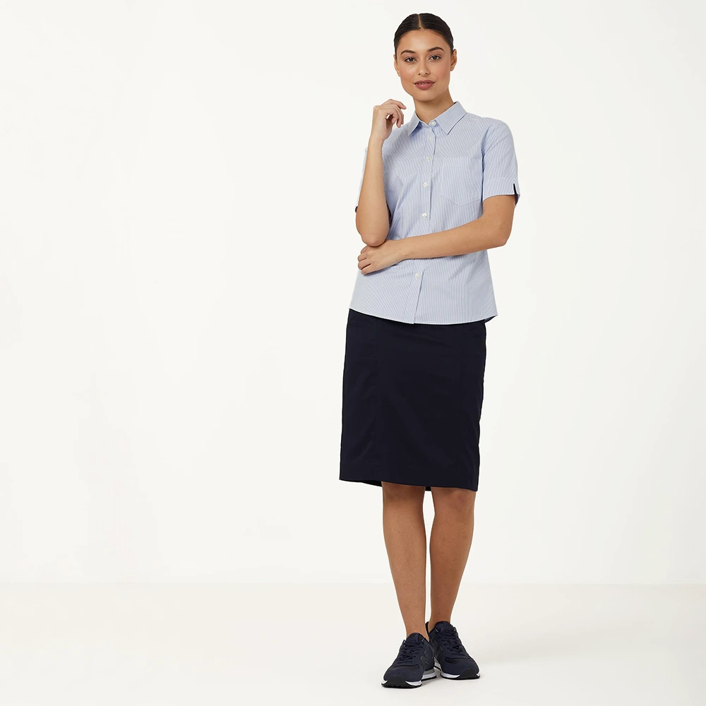 Women's Short Sleeve Shirt - Light Blue/White 5