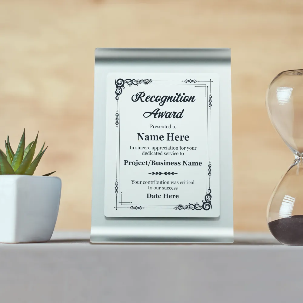 Aluminum Award Plaque with Stand A4 Size in Black Presentation Box 8