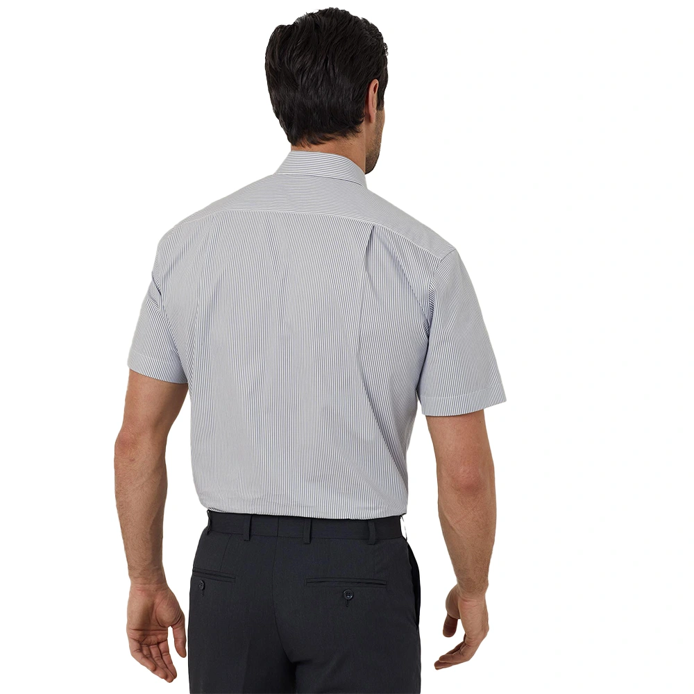 Men's Block Stripe Stretch Short Sleeve Shirt - Grey/White 4