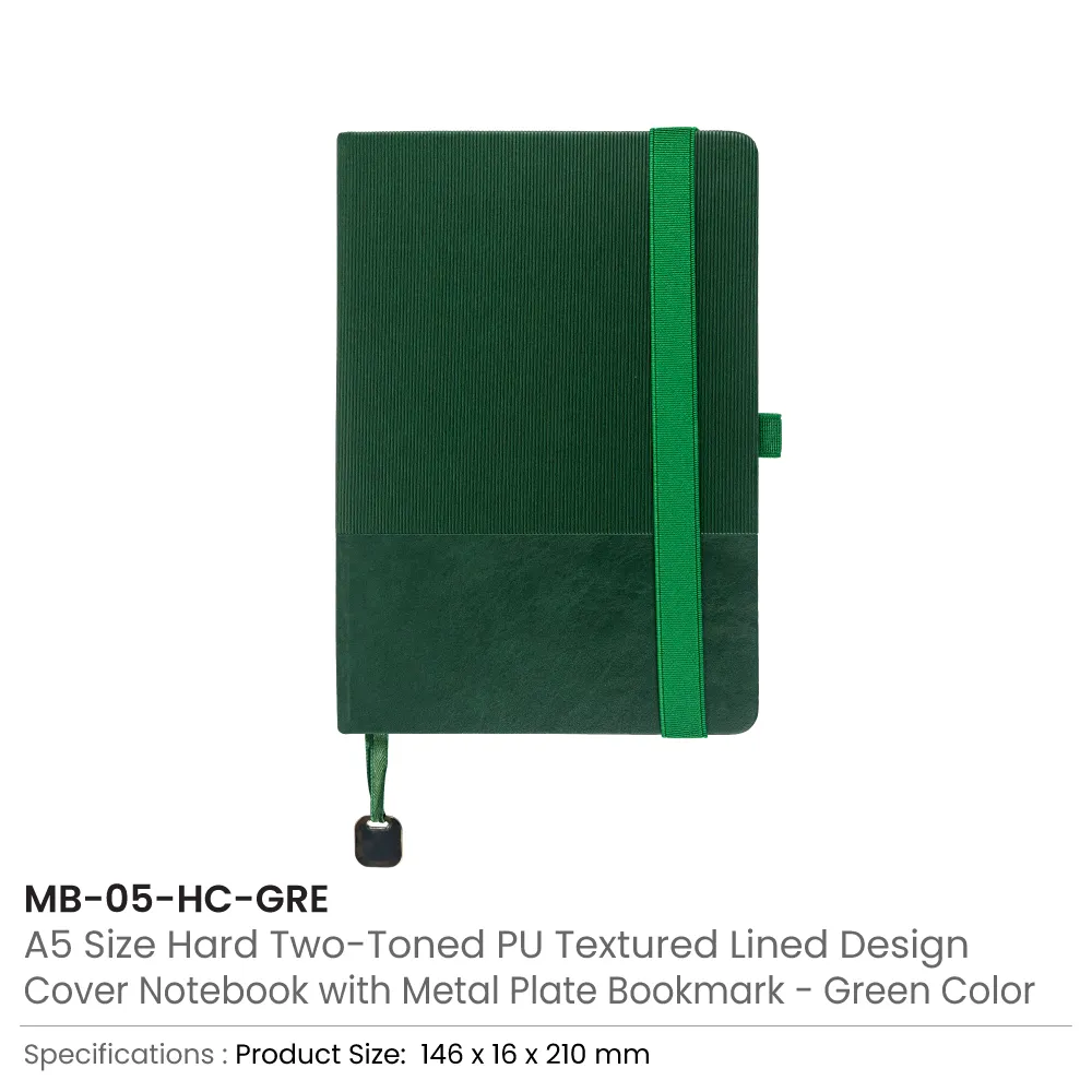Hard Cover PU Notebooks in A5 Size with Metal Plate Bookmark 2