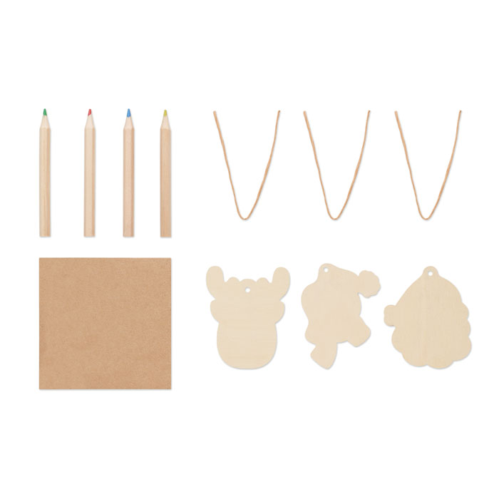 Drawing wooden ornaments set 2