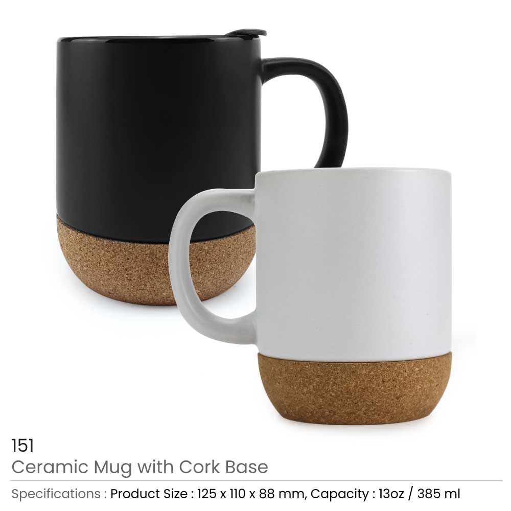 Ceramic Mugs with Lid and Cork Base 385 ml 3