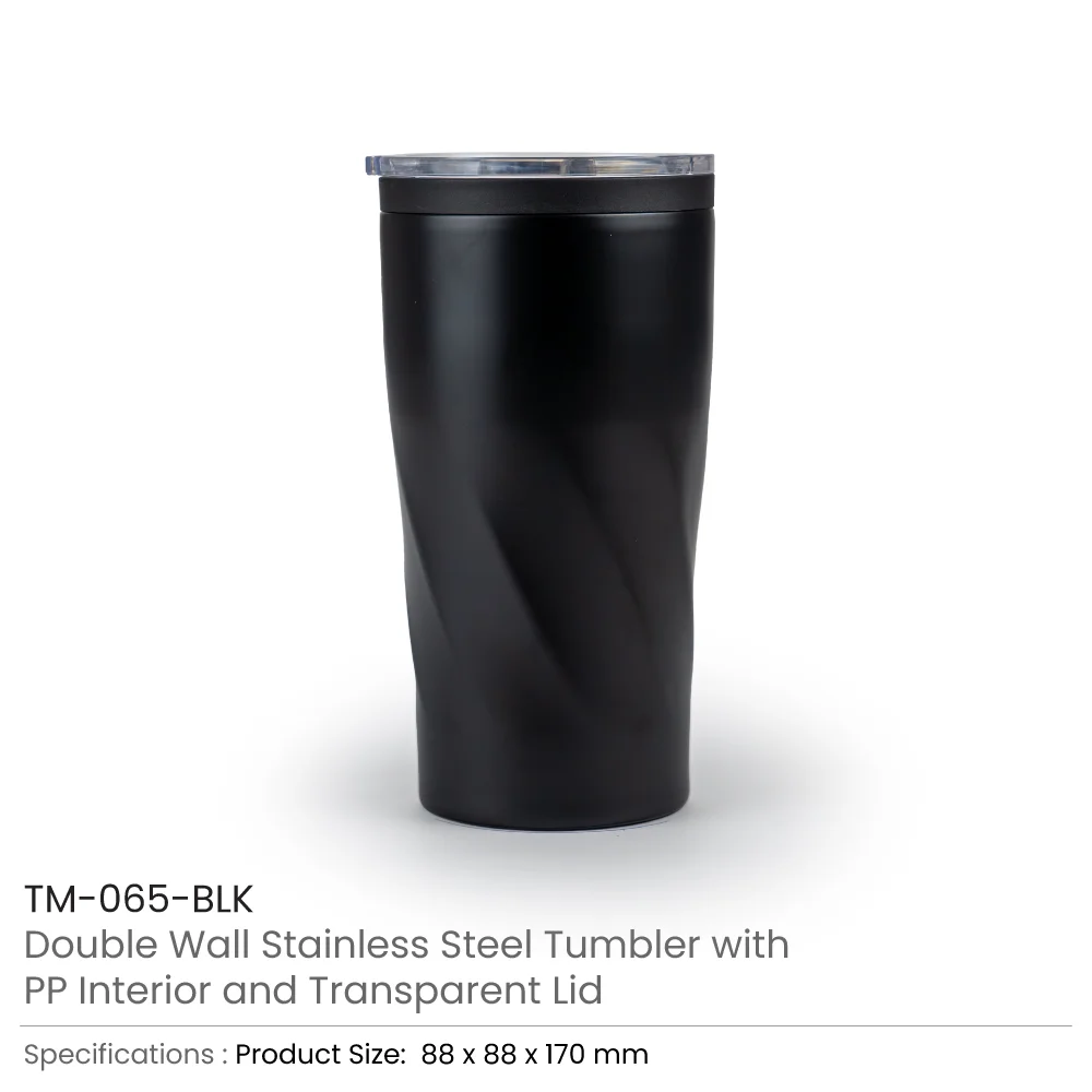 Double Wall SS Tumblers with PP Interior and Transparent Lid 580ml 3