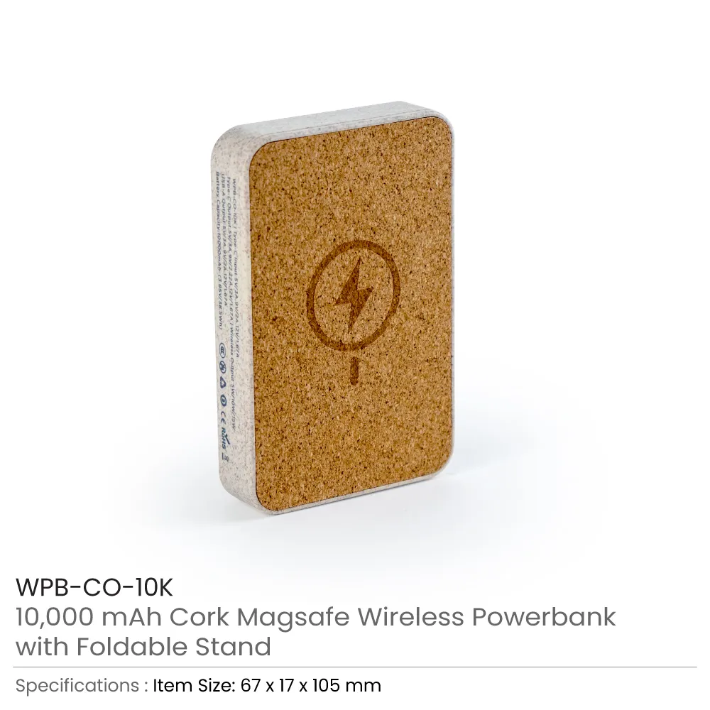 Cork MagSafe Wireless Powerbank with Foldable Stand, 15W, 10000 mAh 4