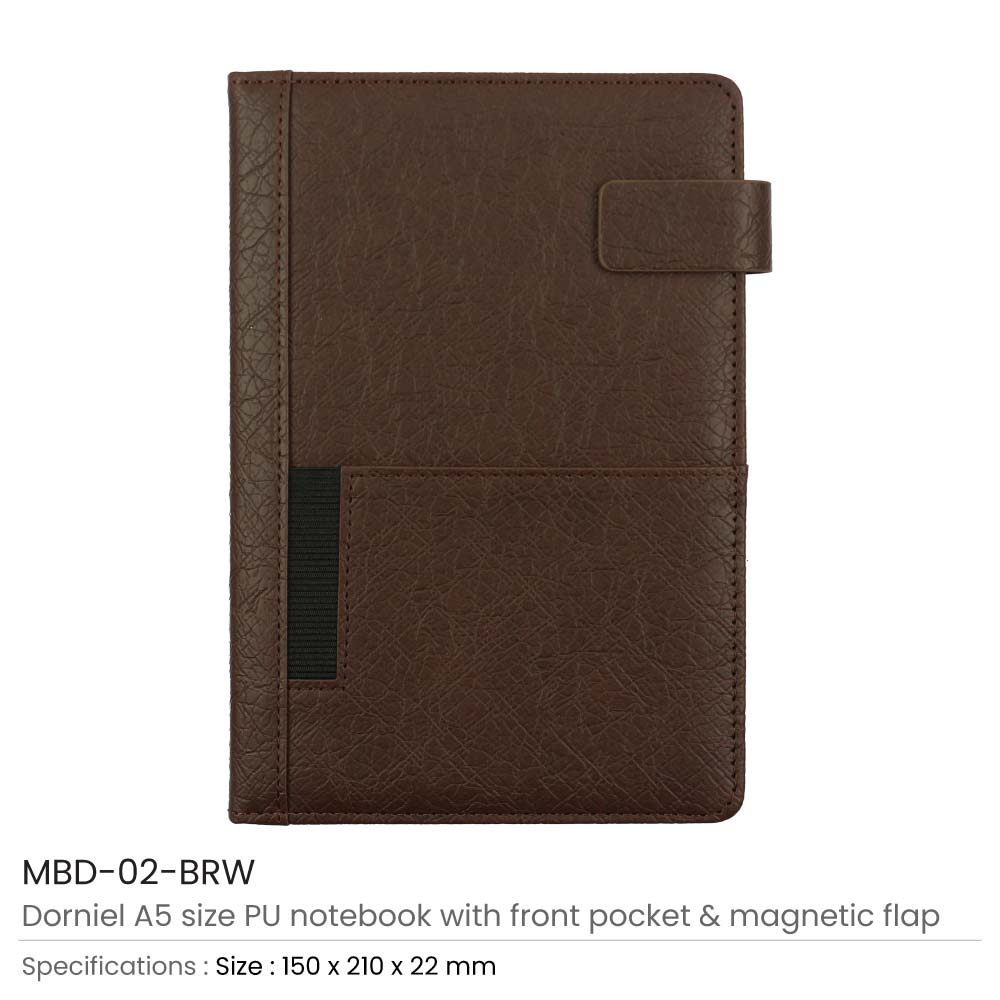 Dorniel A5 PU Notebooks with Front Pocket & Magnetic Flap 5