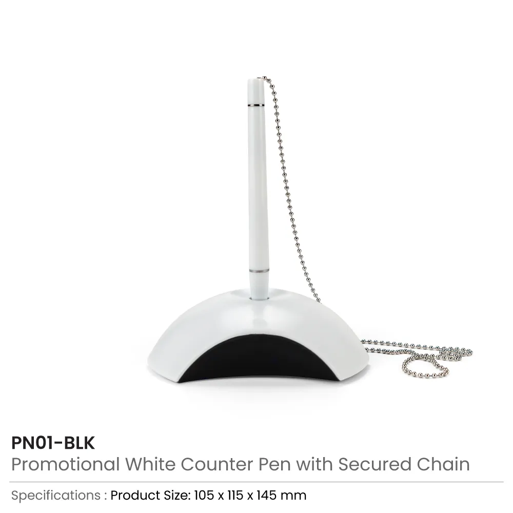 Counter Pen with Base Holder and Secured Chain – Blue Ink 7
