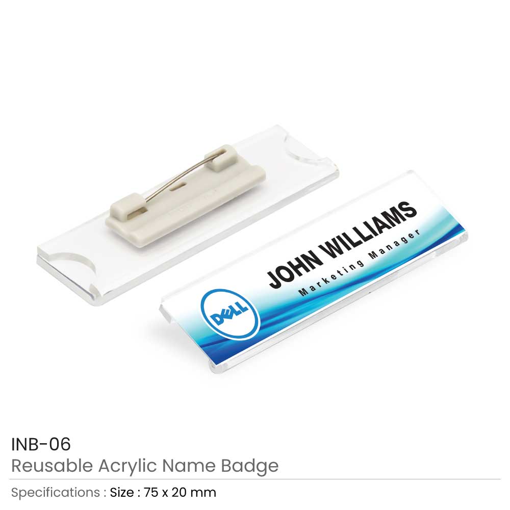 Reusable Insert Acrylic Name Badges INB-06 2