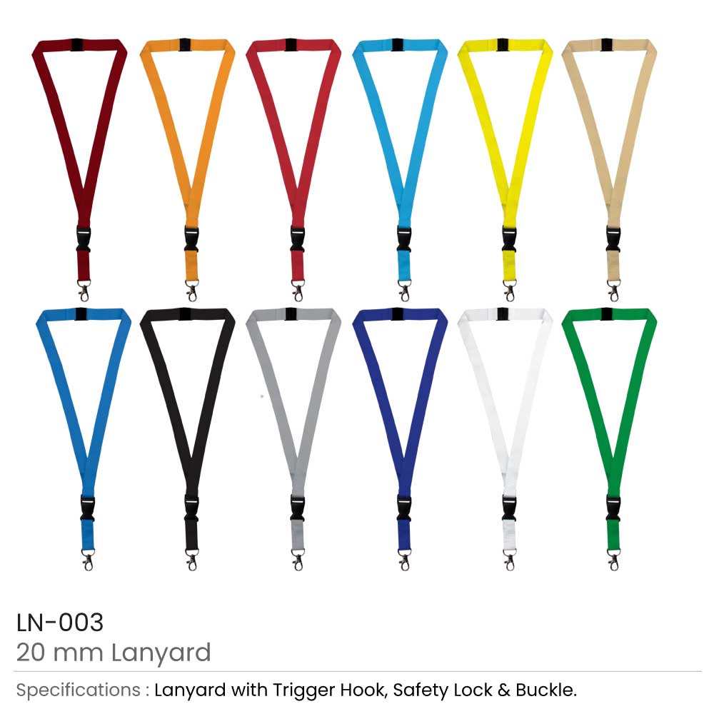 Lanyards with Hook, Safety Lock, and Buckle, 20 mm 9
