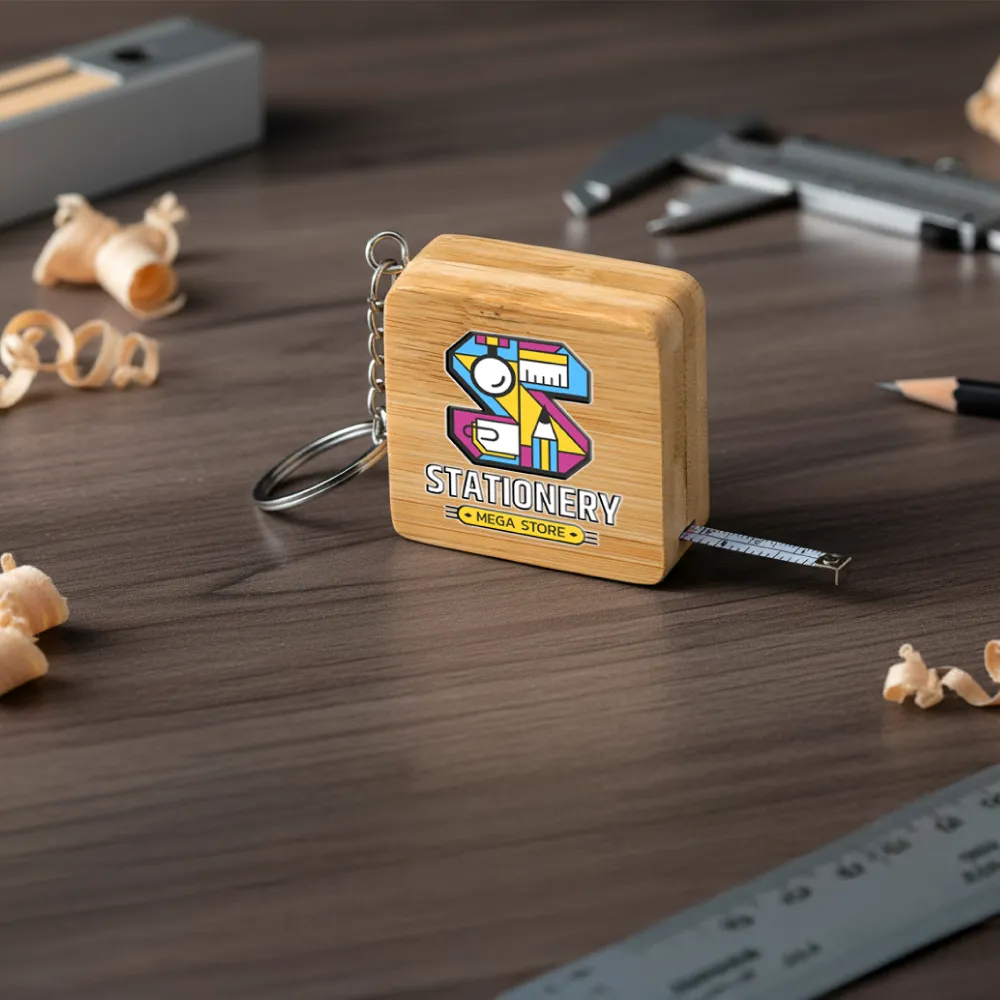 Bamboo Retractable Measuring Tape Keychains 9