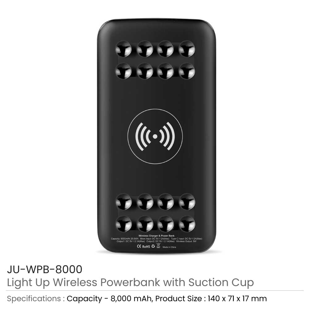 Light Up Wireless Powerbank with Suction Cup 8,000 mAh 4