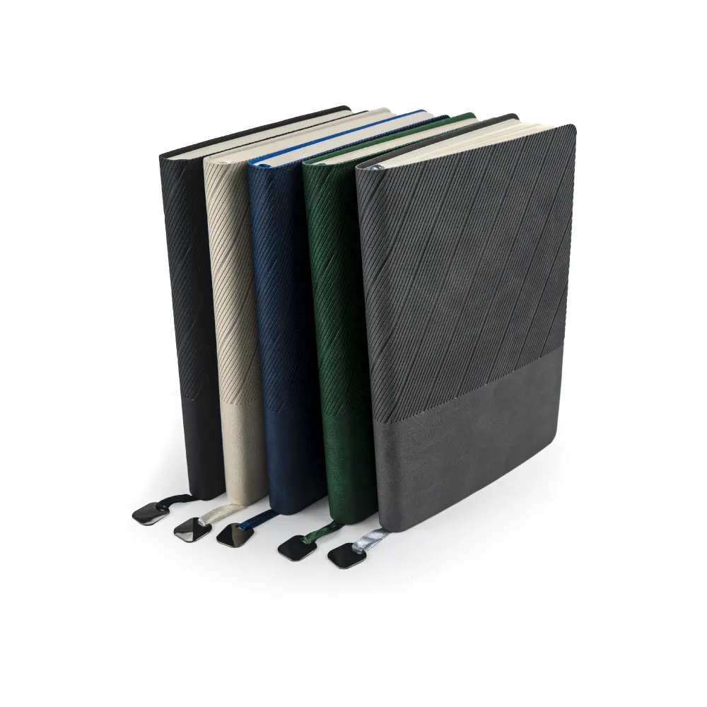 Soft PU Cover Notebooks in A5 Size with Metal Plate Bookmark 11