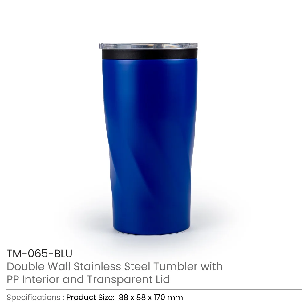Double Wall SS Tumblers with PP Interior and Transparent Lid 580ml 4