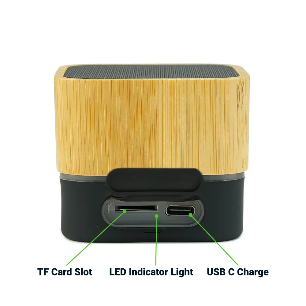 Cube Bamboo Bluetooth Speakers V5.0 1