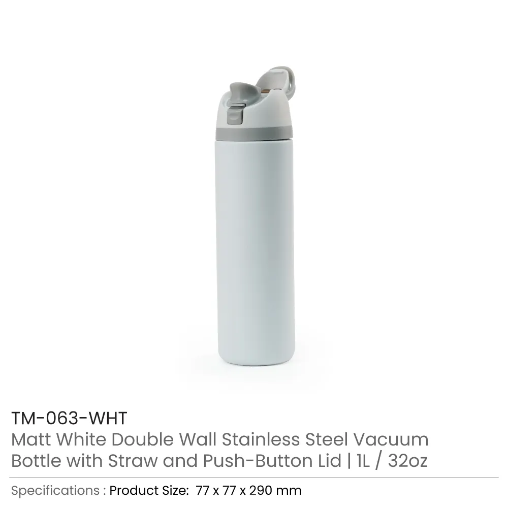 SS Bottles with Straw & Push Button Lid – Double-Wall Vacuum, 1Liter 2