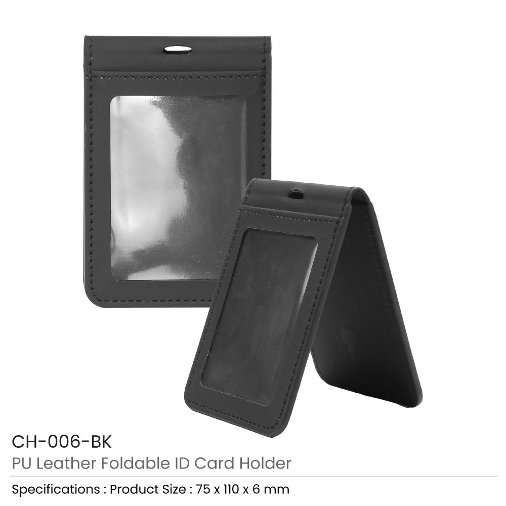 PU Leather Foldable ID Card Holder with Lace & Hook  2