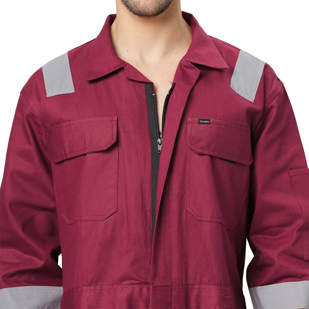 Coverall with Reflective Tape Maroon 12