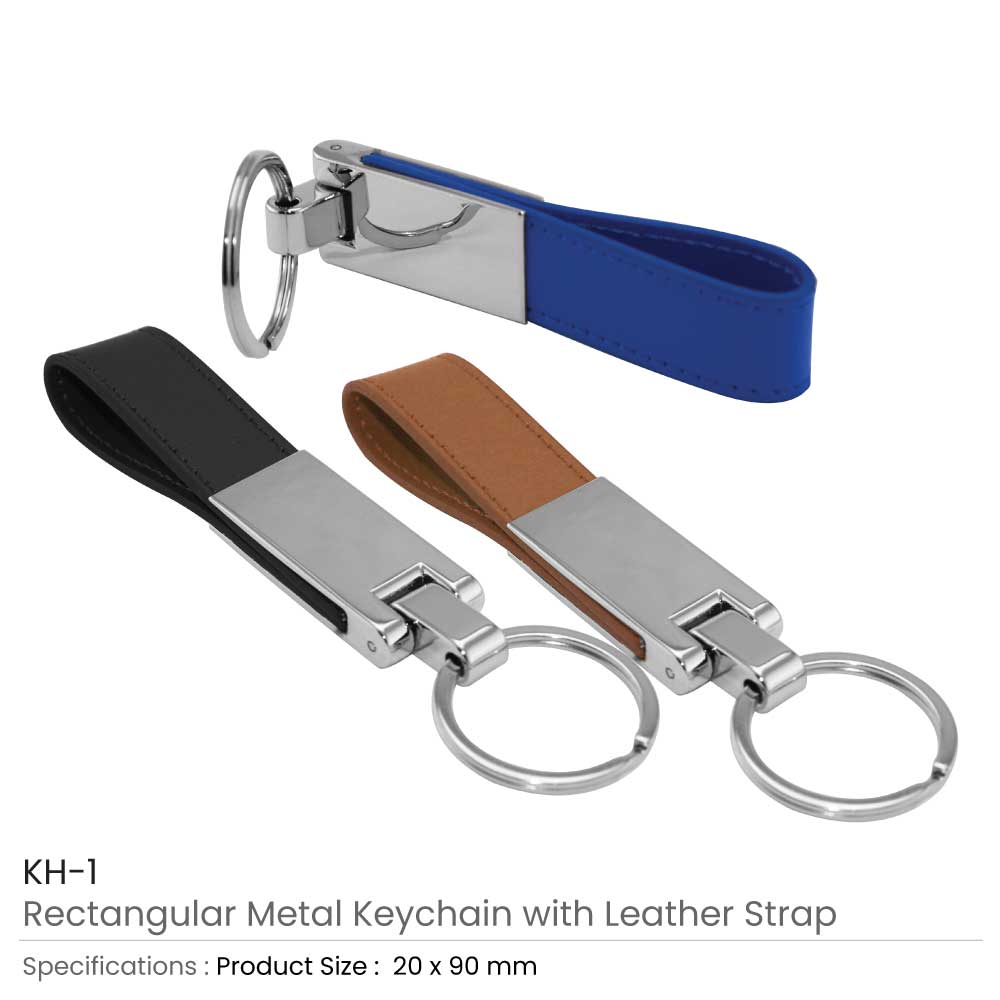 Metal Keychains with Leather Strap 5