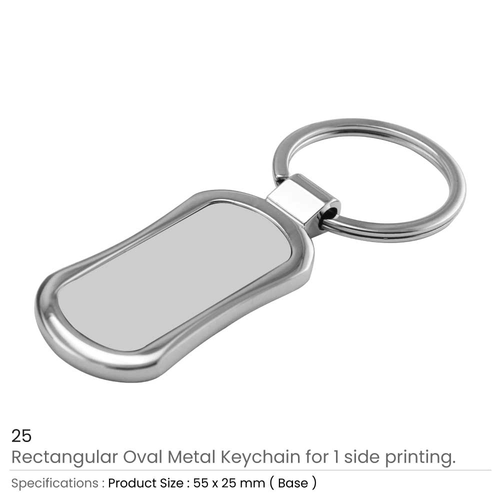 Metal Keychain Rectangular Oval 25 2
