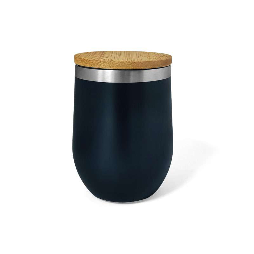 Stainless steel double wall cup with bamboo lid 2