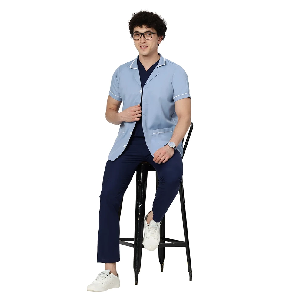 Unisex Assistant Apron / Coat - Ceil Blue 2