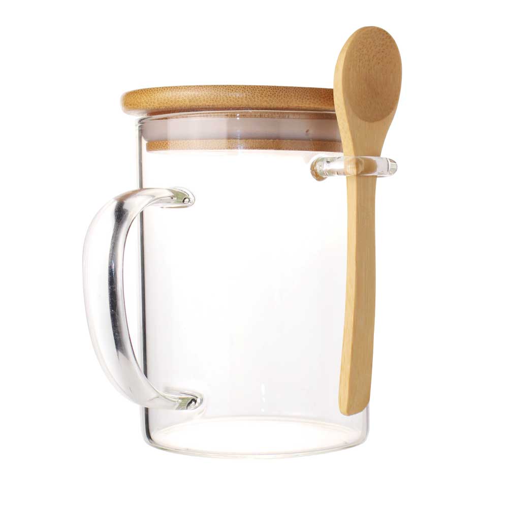 Clear Glass Mug with Bamboo Lid and Spoon – Ramadan Gifts 2