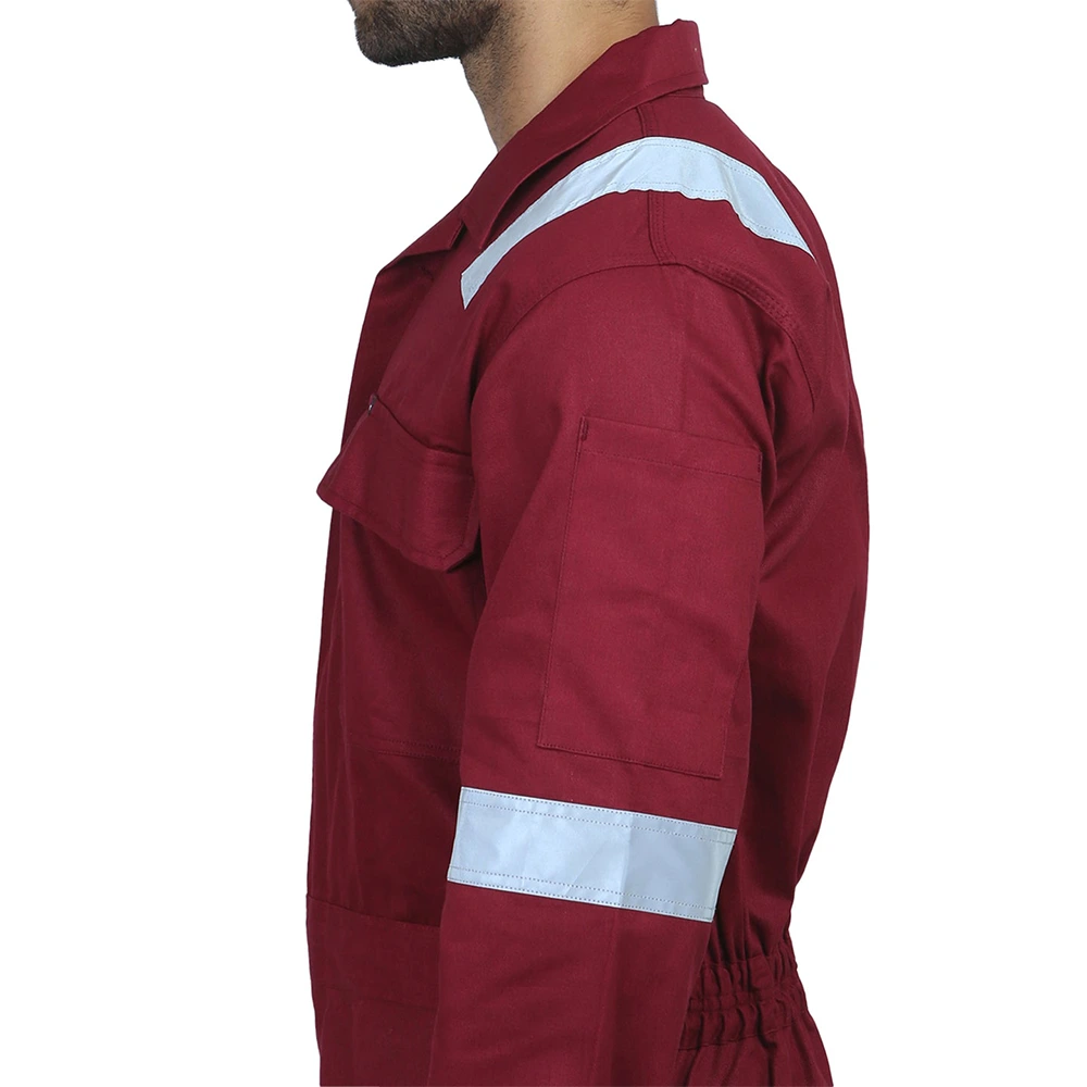 Coverall with Reflective Tape Maroon 2