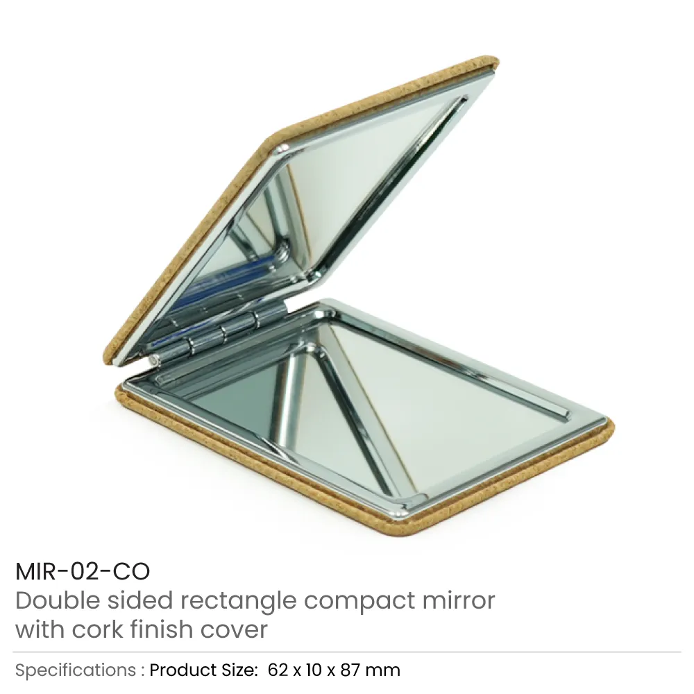 Rectangle Pocket Mirror, Double-Sided Foldable with Cork Finish Cover 4