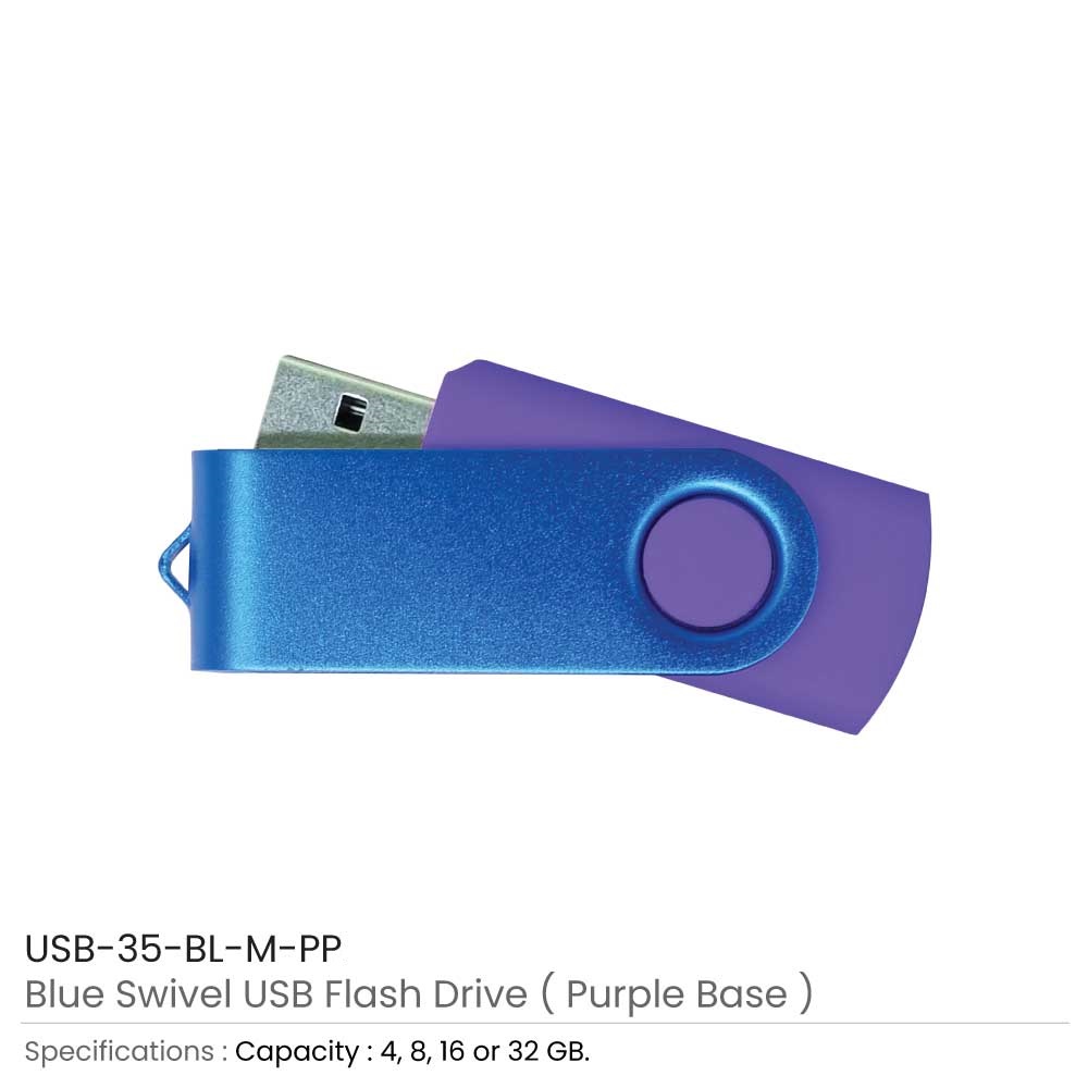 Matt Blue Swivel USB Flash Drives  11