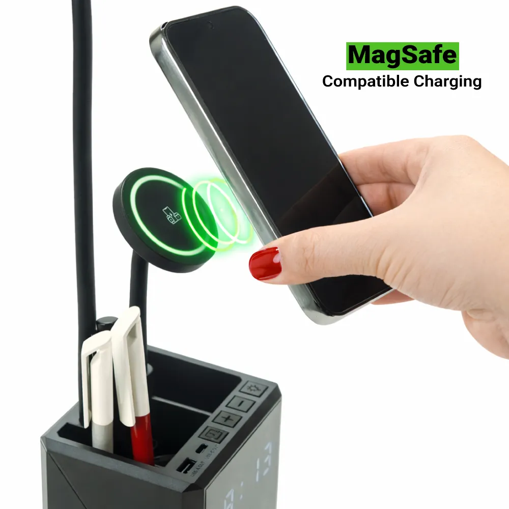 Multi-functional Desk Lamp with 15W Fast Wireless Charger & Digital Clock 3