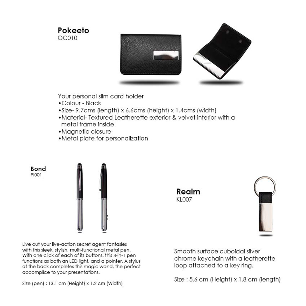 Gift set With Leatherette Card case, Multi-functional metal pen & Keychain 3