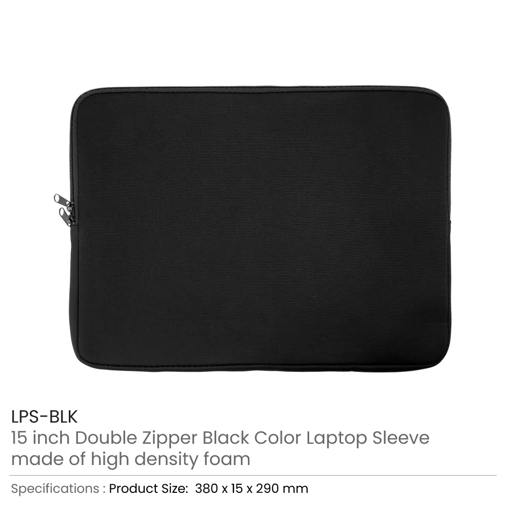 15-Inch Laptop Soft Sleeve, Double Zipper in Black Color 2