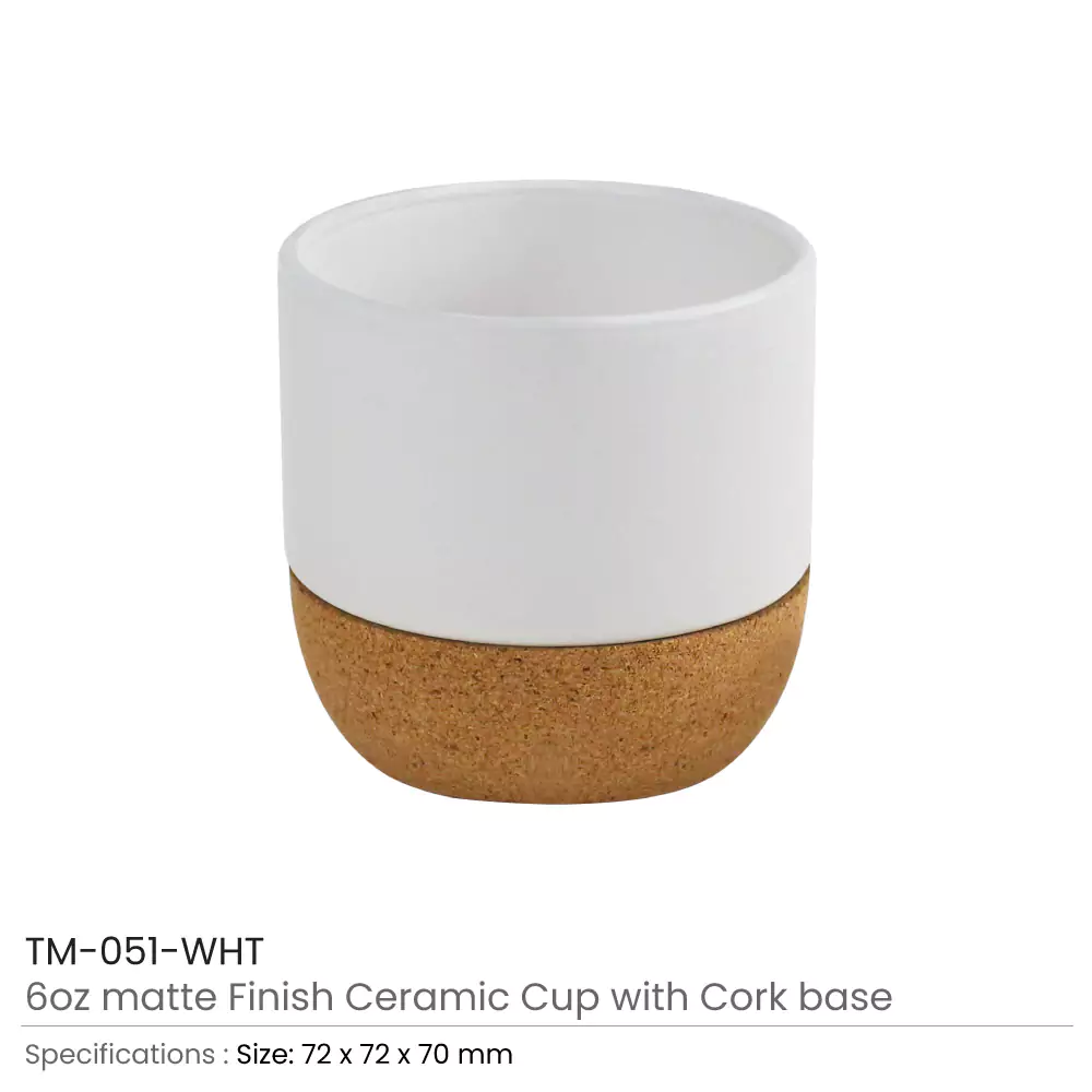 Ceramic Cup with Cork Base 6 oz Matte Finish – Ramadan Gifts 4