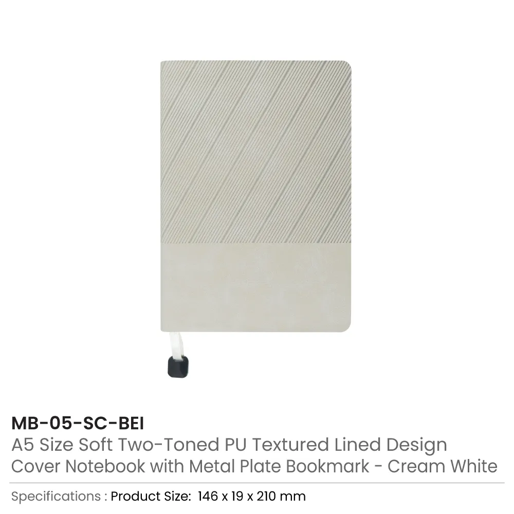 Soft PU Cover Notebooks in A5 Size with Metal Plate Bookmark 1