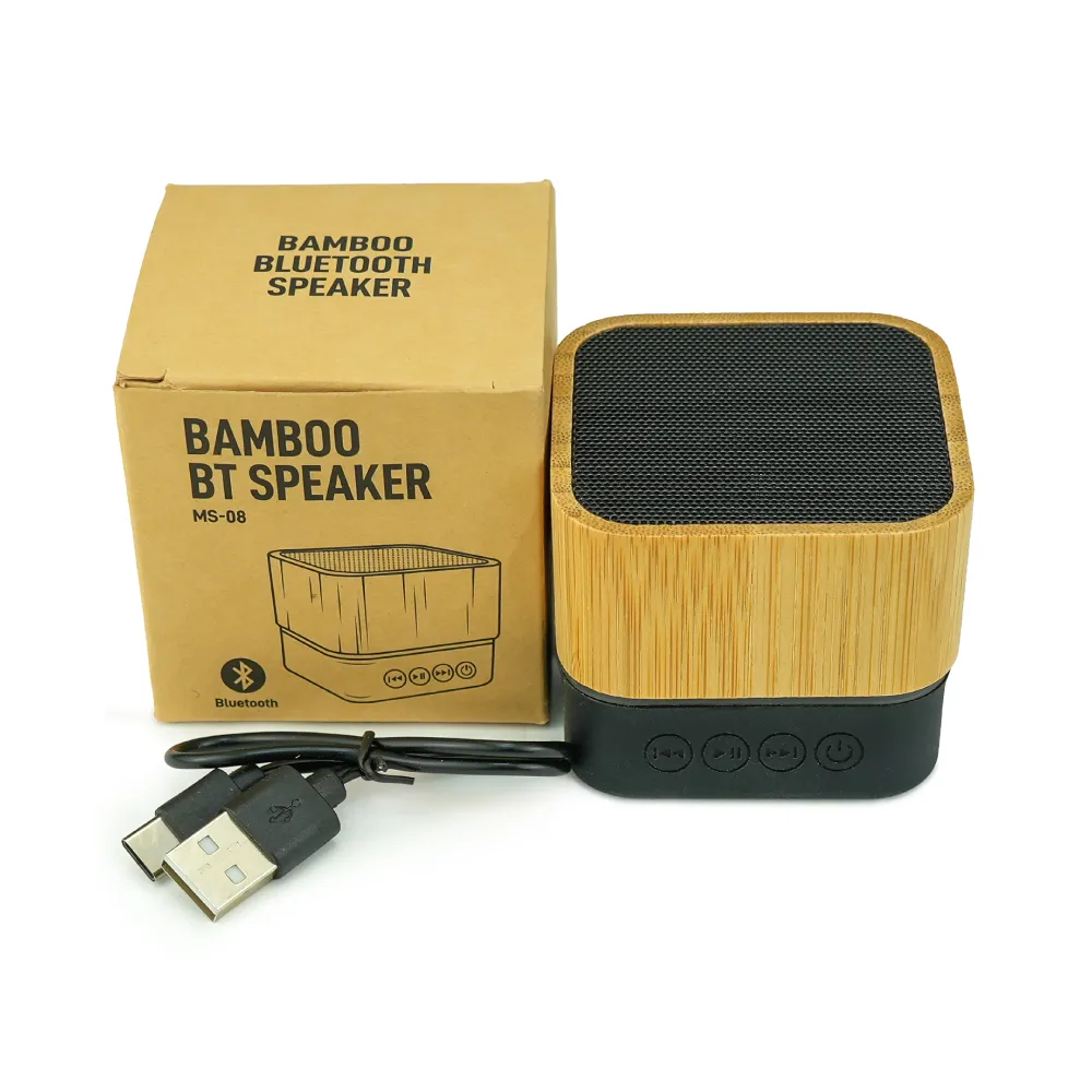 Cube Bamboo Bluetooth Speakers V5.0 7