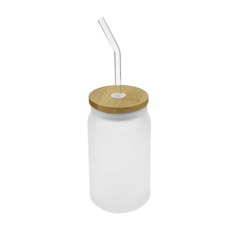 Glass Bottle with Straw and Bamboo Lid 1