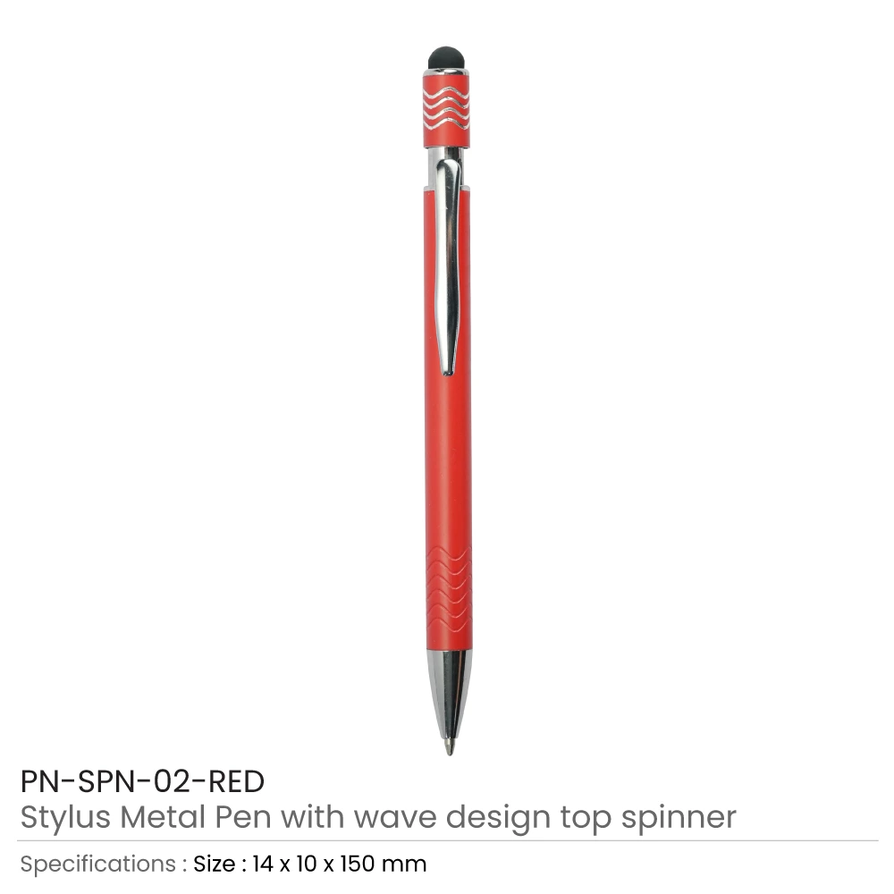 Stylus Metal Pens with Wave Design Top Spinner (Blue Ink) 7