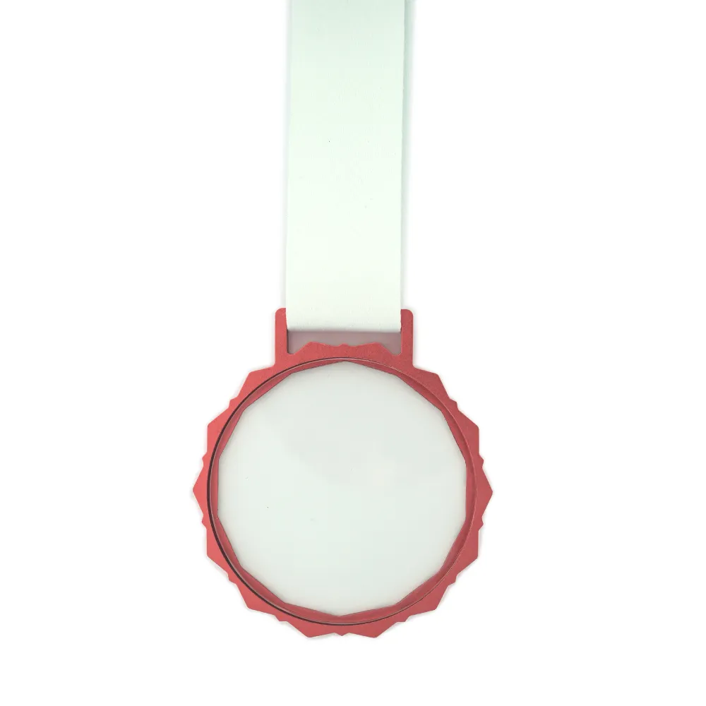 Glass Medals with Metal Frame, 3cm White Ribbon with Box 6
