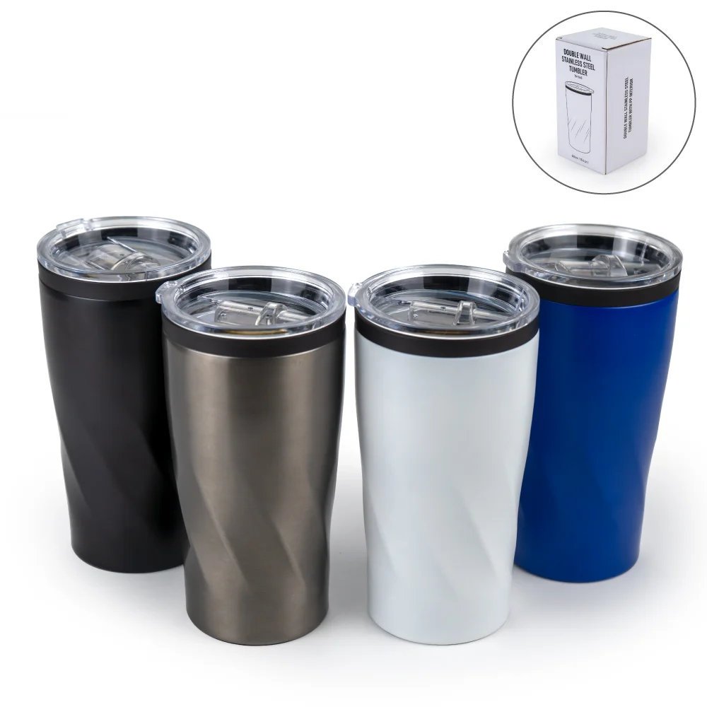 Double Wall SS Tumblers with PP Interior and Transparent Lid 580ml 11