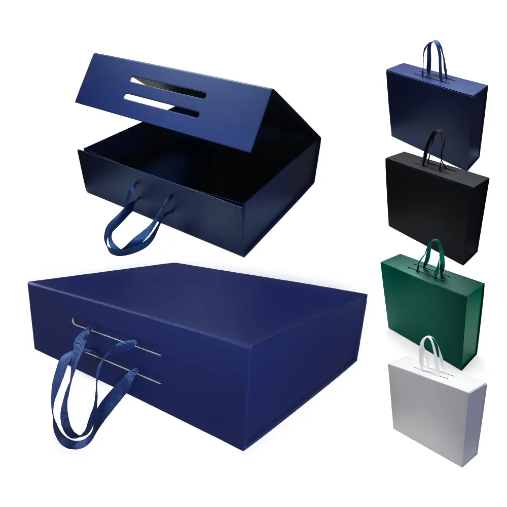 Foldable Gift Box with Magnetic Closure & Ribbon Handle thumbnail 1