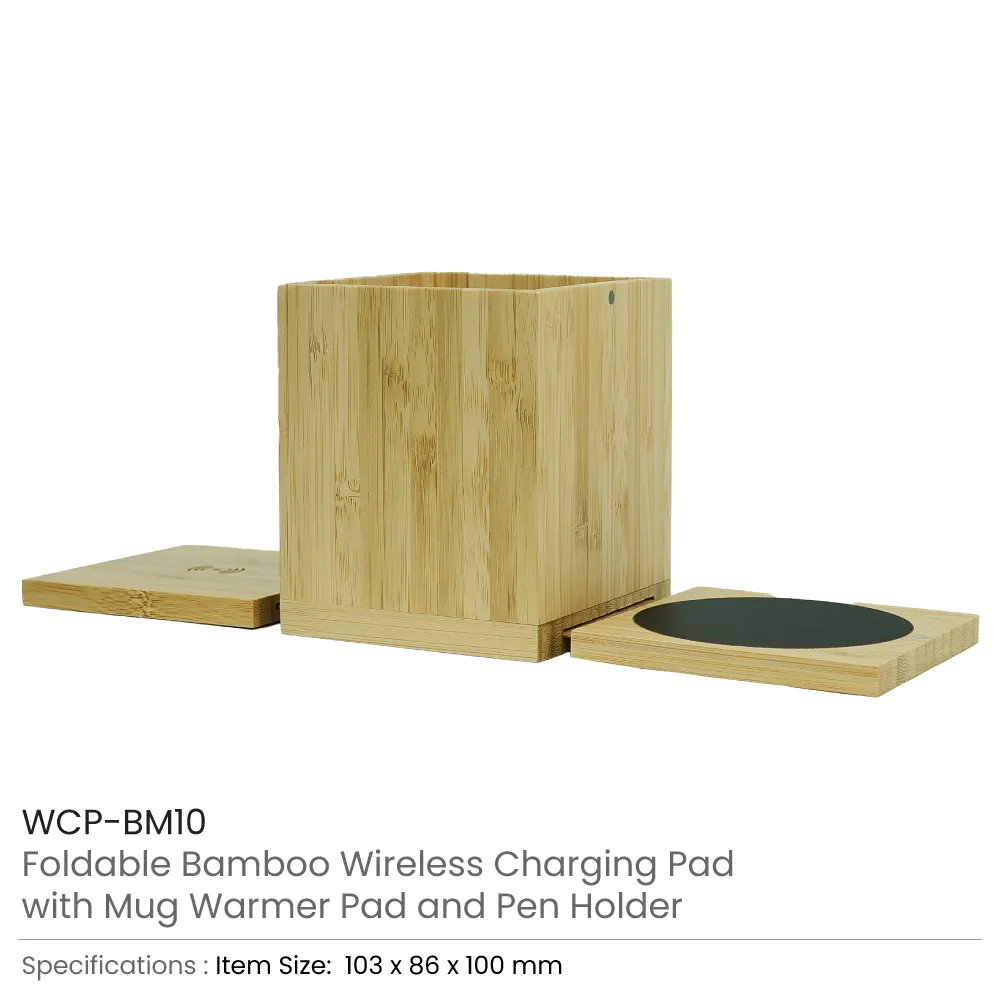 Foldable Fast Wireless Charging Pad 15W with Mug Warmer & Pen Holder 6