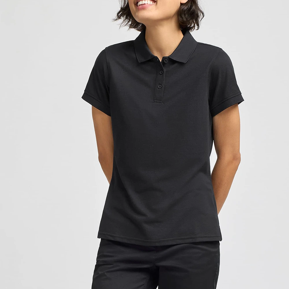 Women’s Solid Black Polo T-Shirt 5