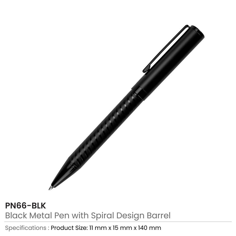 Black Metal Pens with Spiral Design Barrel, Excellent Executive Gifts 3