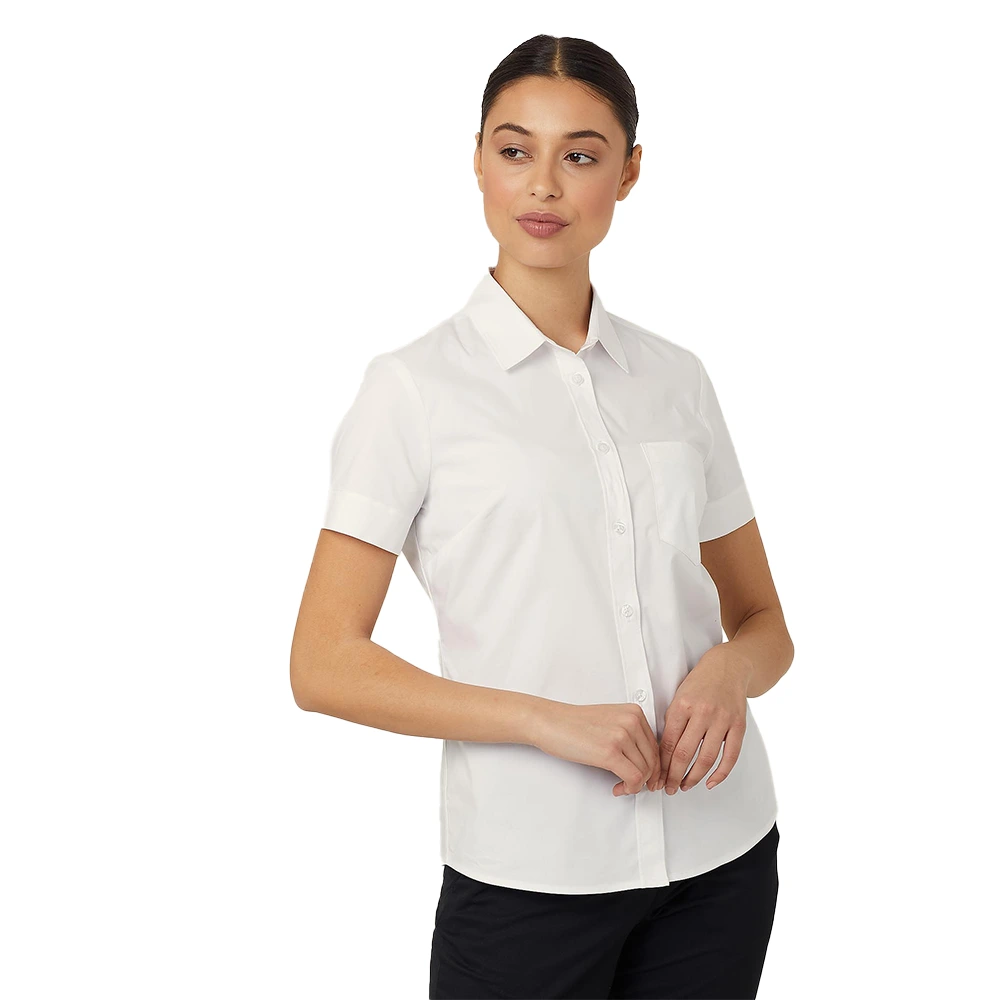 Women's Short Sleeve Slim Shirt - White