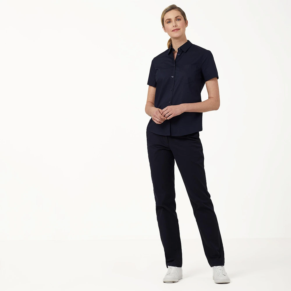 Women's Short Sleeve Slim Shirt - Navy 5