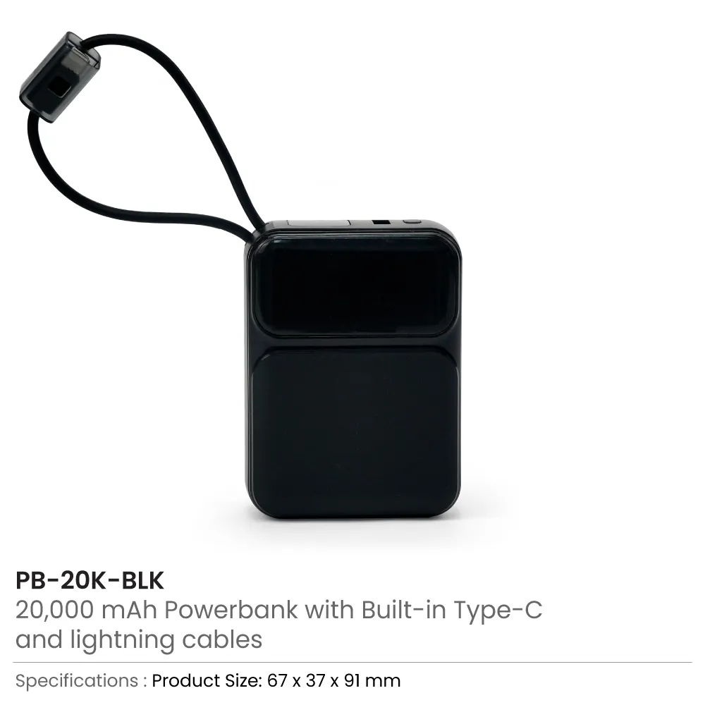Powerbank 20K mAh with Built-in Type C, Lightning Cables, 45W Fast Charging 2
