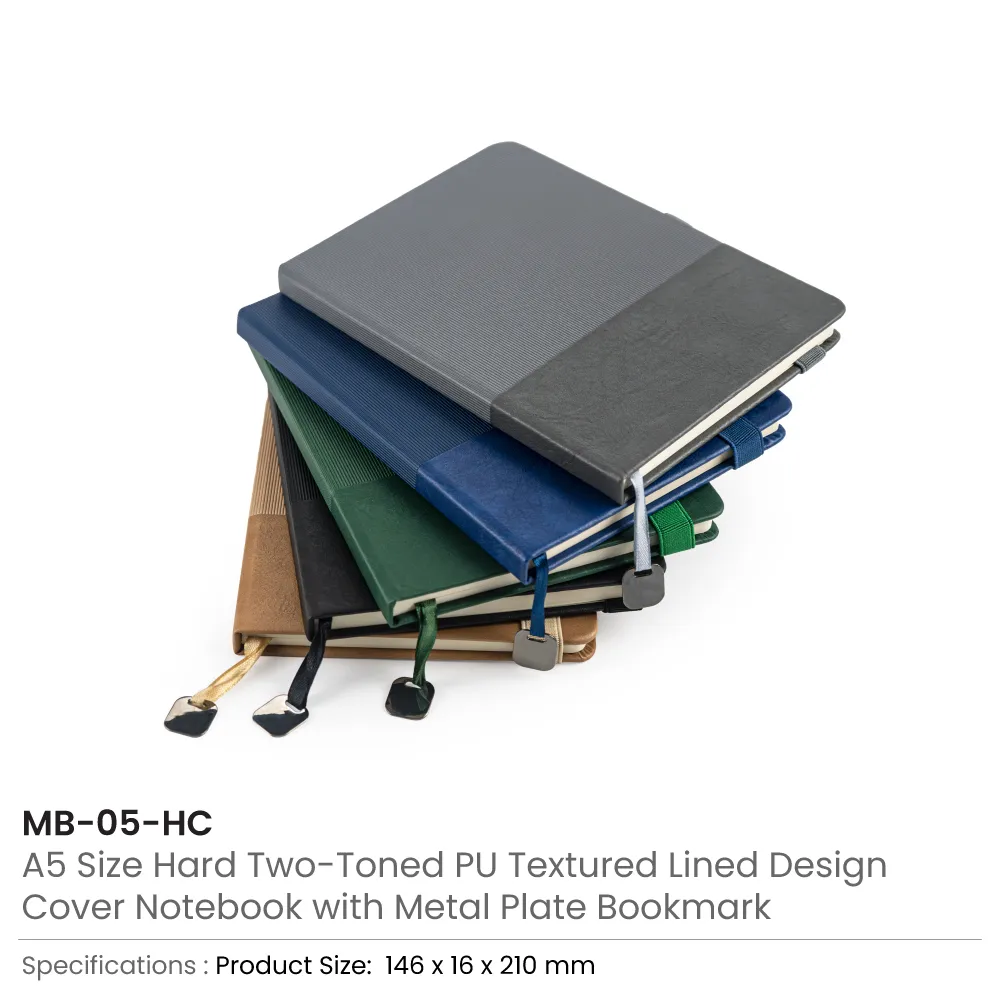 Hard Cover PU Notebooks in A5 Size with Metal Plate Bookmark 8