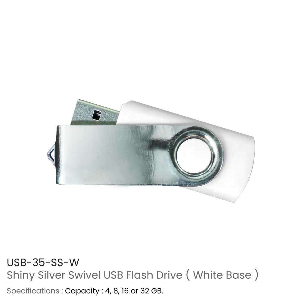 Shiny Silver Swivel USB Flash Drive 10