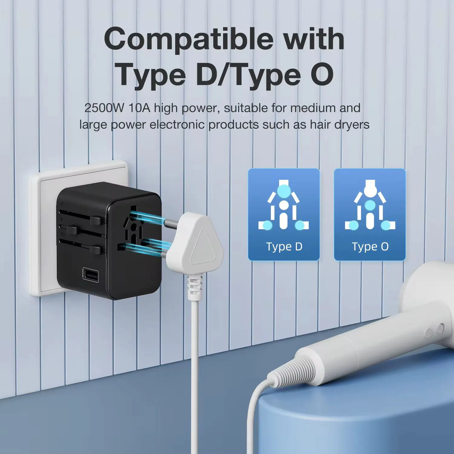 Universal Travel Adaptors, 17W, 2Type C+2USB+AC Port 6