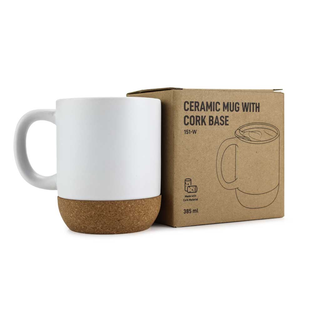 Ceramic Mugs with Lid and Cork Base 385 ml 8